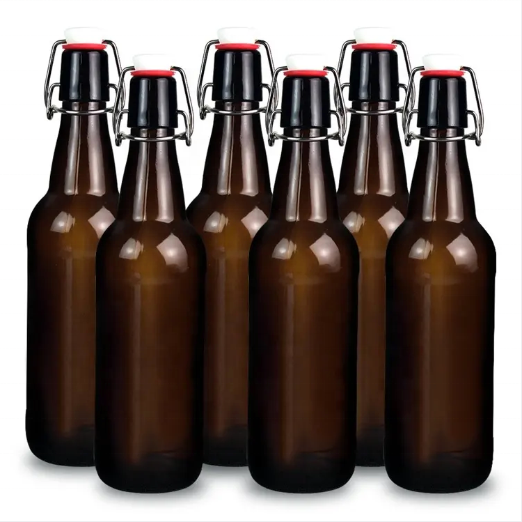 Recycled Empty Amber 330m 750ml 500ml 1 liter beer beverage glass swing top bottles Wholesale