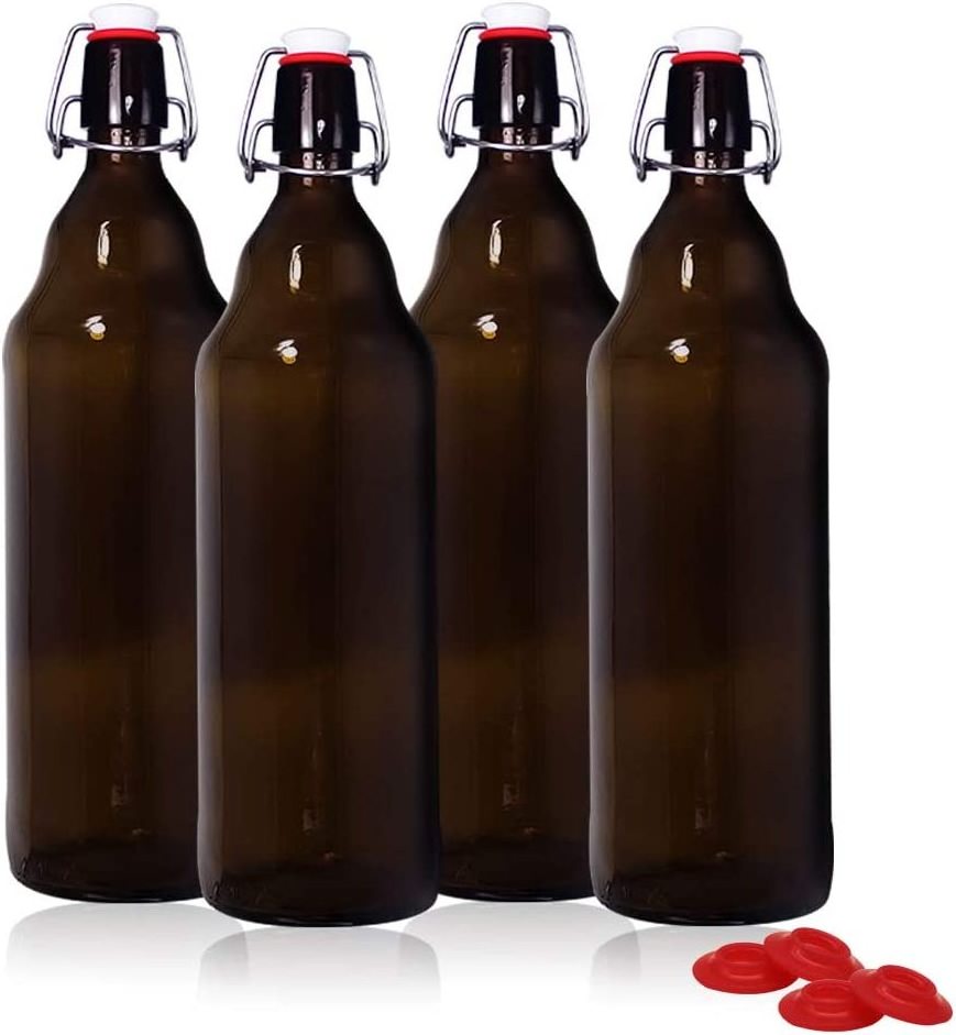 32 oz swing top lid factory direct unbreakable growler beer glass bottle with swing top lid