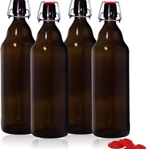 32 oz swing top lid factory direct unbreakable growler beer glass bottle with swing top lid