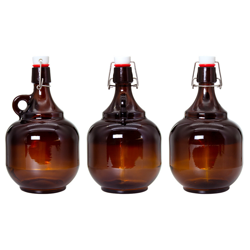 Airtight 1L 2L Amber Beer Growler Glass Kombucha Swing Top Bottle for Home Brewing