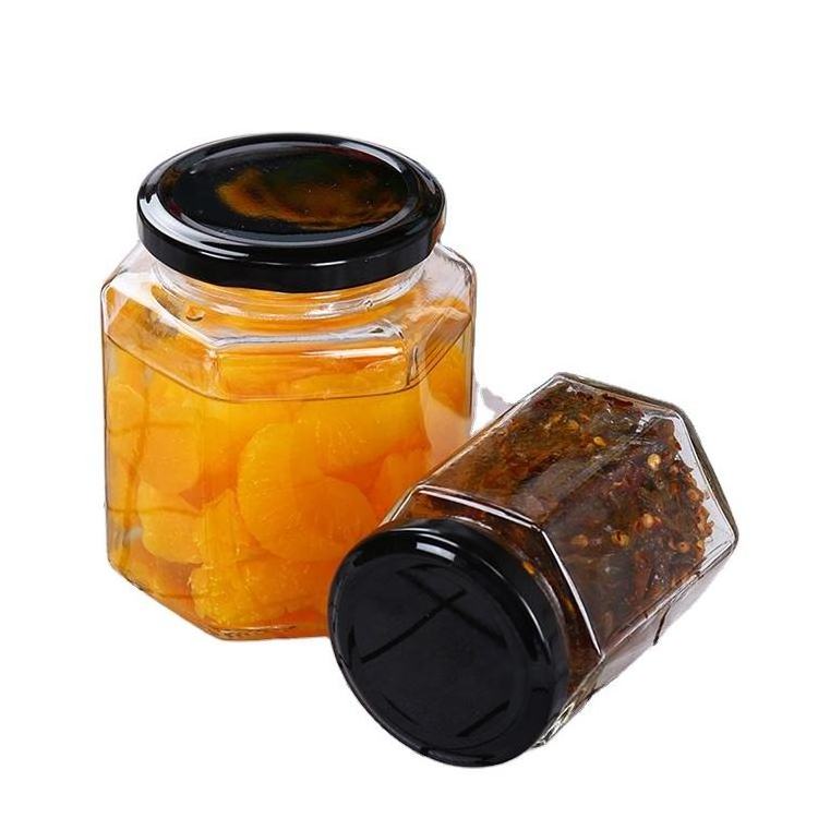 6oz 9oz 12oz 16oz Empty pot de miel Glass Jam Honey hexagonal glass jar for honey