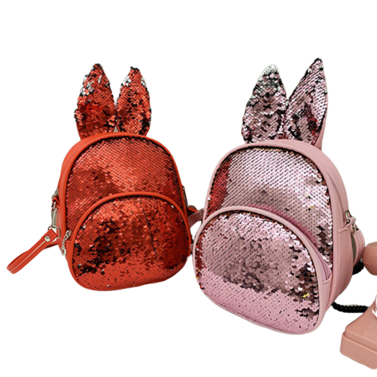 New arrival fancy cute rabbit backpack for kids sequins child backpack kids school bags for girls