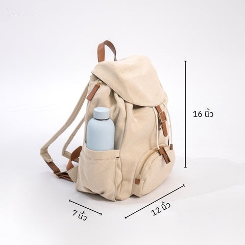 Custom Logo Multi Function Top Flap Travel Daypack Hidden Side Pocket Canvas Backpack With Luggage Strap