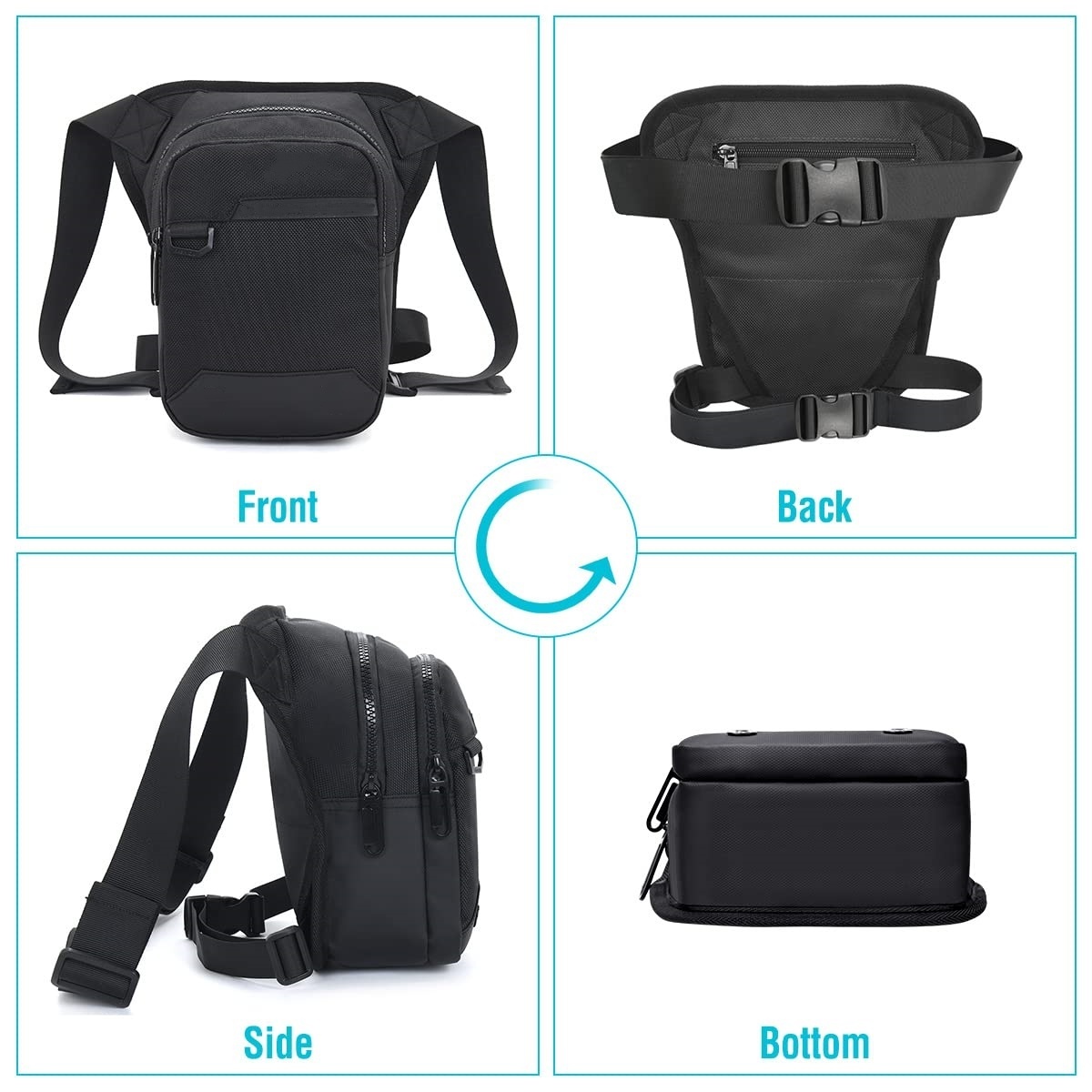 Removable Leg Harness Bag for Hiking Cycling Outdoor Waterproof Thigh Bag with Leg Strap Men Women Motorcycle Leg Bag Fanny Pack