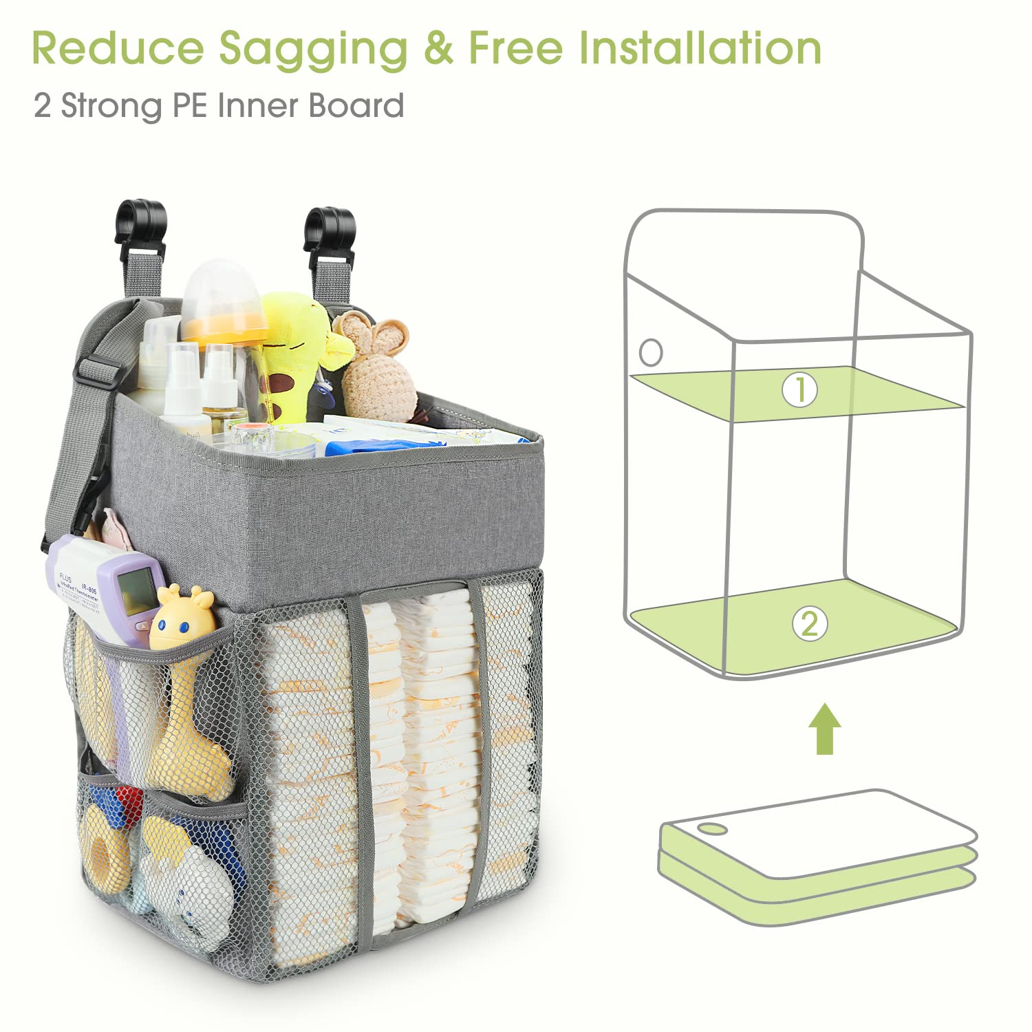 Eco-friendly Recycled Material Bed Hanging Diaper Organizer Baby Hanging Diaper Stacker Nursery Caddy Organizer