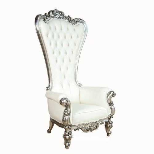 Silver white throne chair with whit pu leather