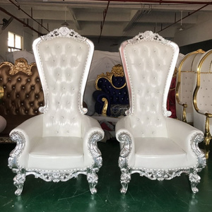 Silver white throne chair with whit pu leather