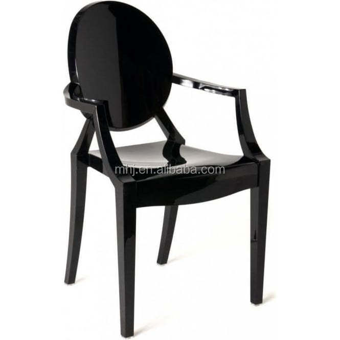 wholesale fancy Bella wedding chairs black acrylic armrest ghost chair