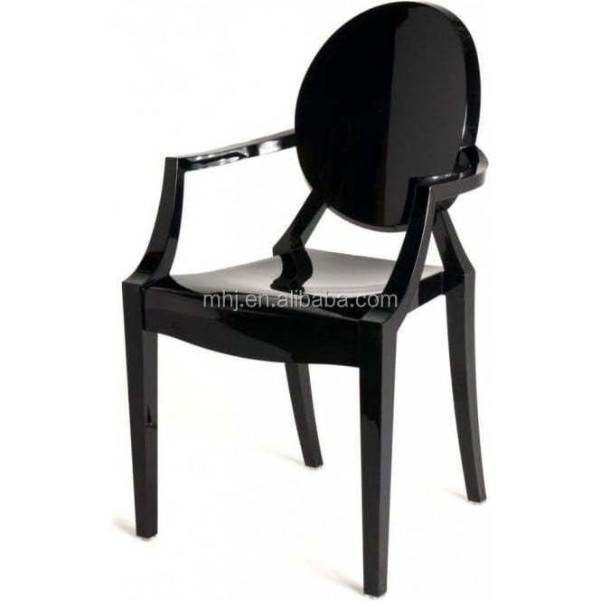 wholesale fancy Bella wedding chairs black acrylic armrest ghost chair