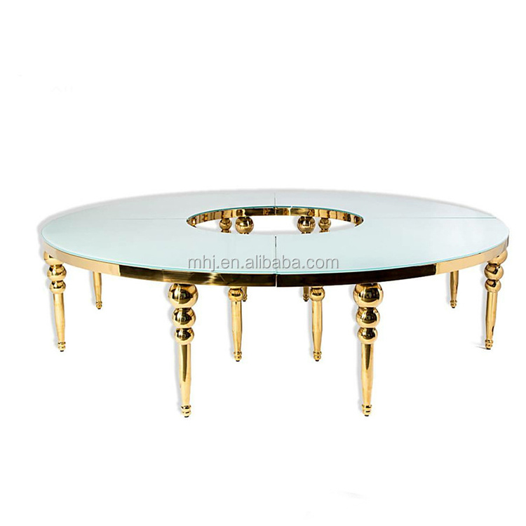 popular  event  circular arc stainless steel  glass wedding dining table