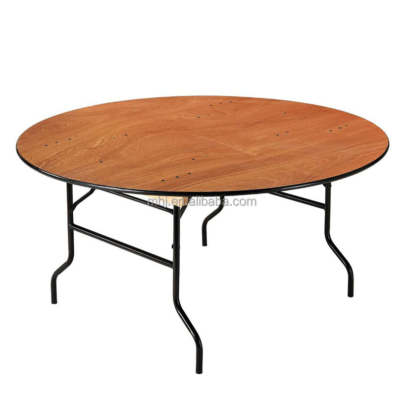 wholesale plywood wedding event restaurant steel frame wooden folding used round  banquet table