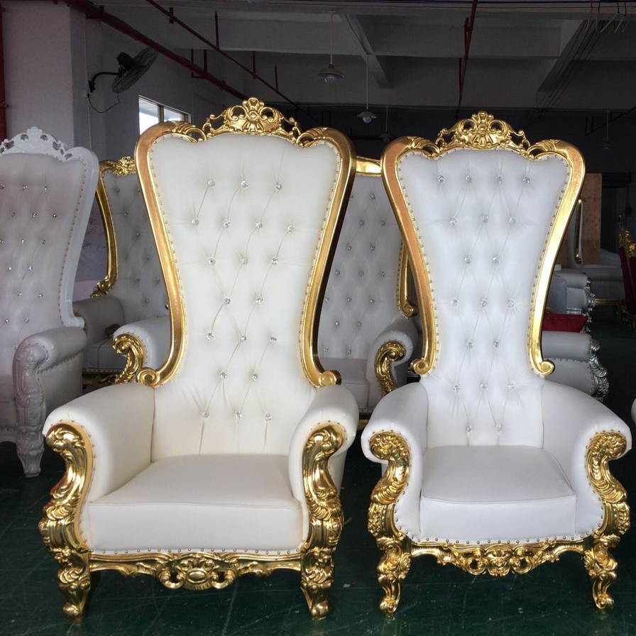 Silver white throne chair with whit pu leather