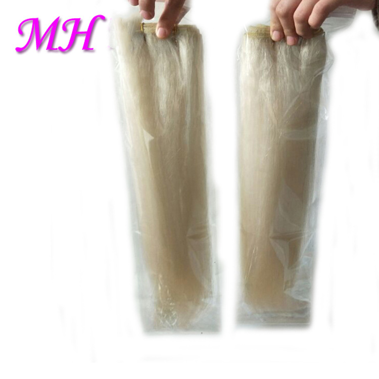 Black White Color Straight Yak Hair Wefts Yak Tail Hair Weaves Cow Hair