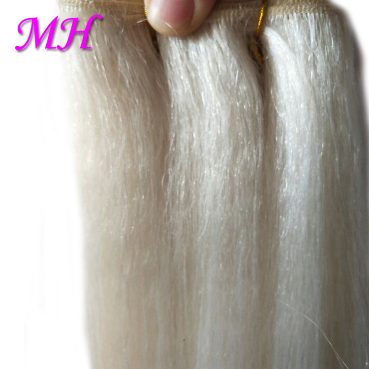 Black White Color Straight Yak Hair Wefts Yak Tail Hair Weaves Cow Hair