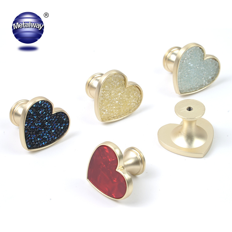 Decorative nordic drawer Knob fancy furniture accessories brass gold shell cabinet heart-shape wardrobe door pulls