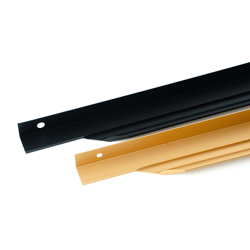 Black/Gold Aluminium Alloy Long Slim Edge Pull With Lip Cabinet Handle Pulls Wardrobe Handle Edge-Sealing Handle