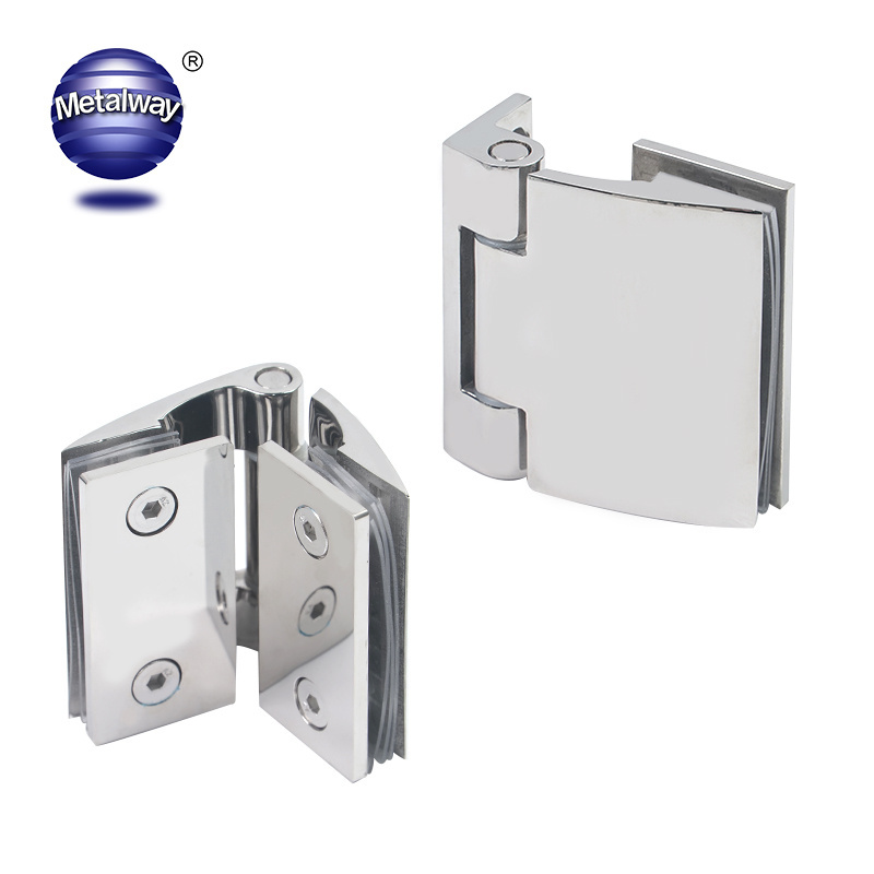 Stainless Steel 180 Degree Frameless Door Clamp Glass To Glass Circular arc Shower Hinge Glass Door Hinge