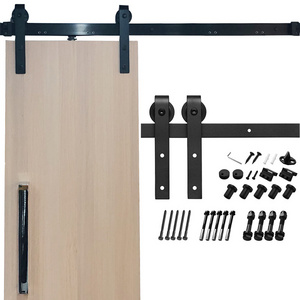 Soundproof Interior Wrought Iron Rolling Door Hardware Barn Rail Hanging Single Barn Door Kit Sliding Barn Door Hardware