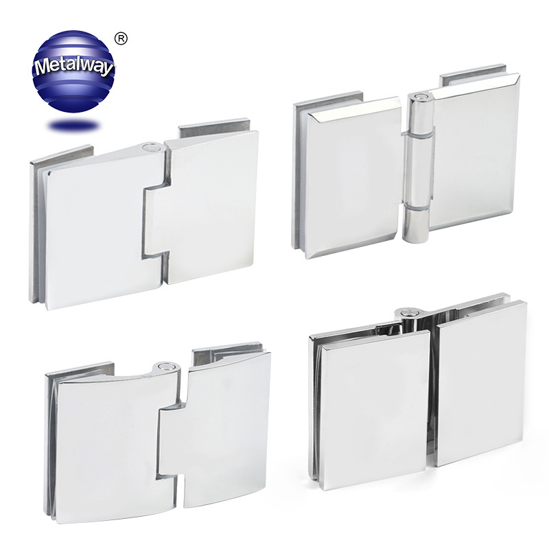 Stainless Steel 180 Degree Frameless Door Clamp Glass To Glass Circular arc Shower Hinge Glass Door Hinge