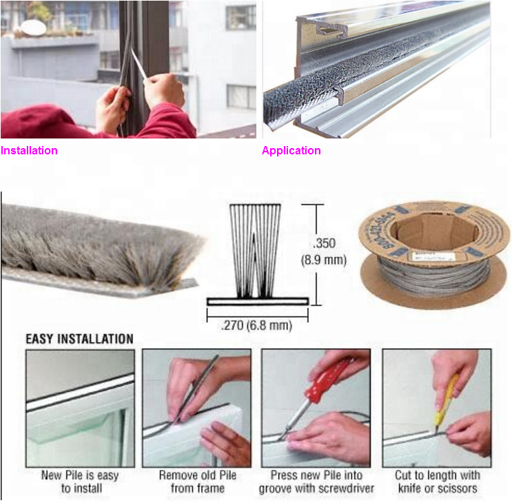 High Quality 3M Door Window Soundproof Woven Pile Weather Sealing Strip Self-adhesive Brush Waterproof Seal Strip