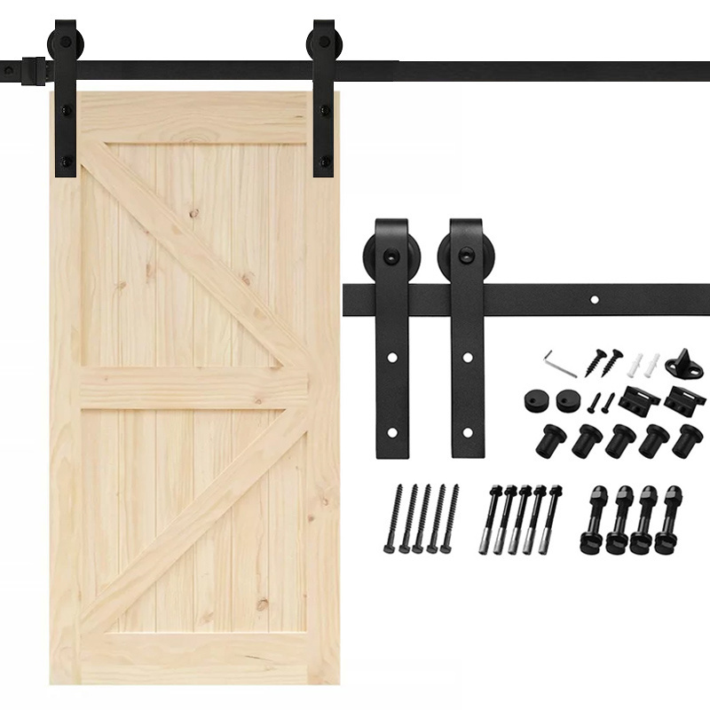 Hot Selling Frameless Door Hardware Vertical Sliding Barn door Hardware Kit Accessories Barn Door Track with Buffer