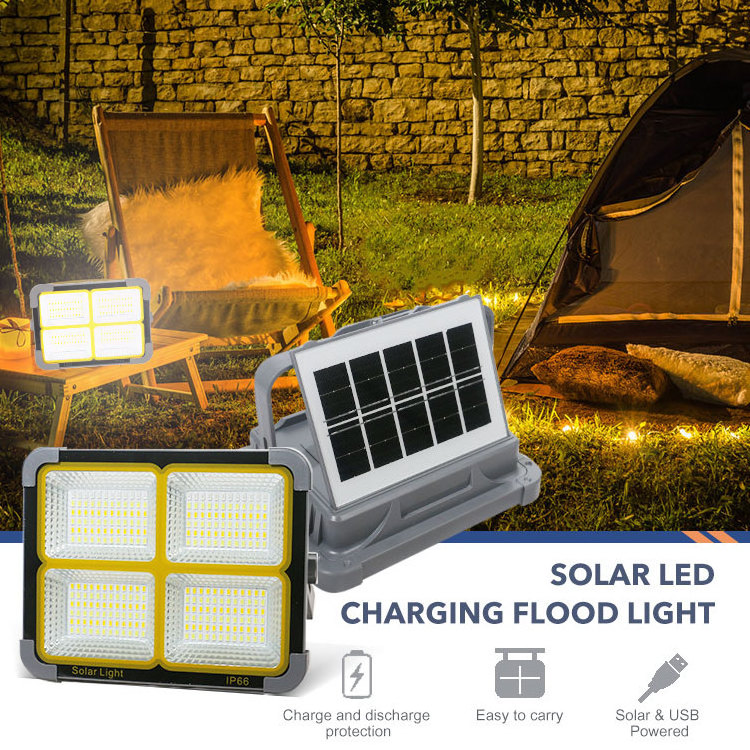 Super Bright Outdoor Camping Floodlight Solar Power Light Emergency Lighting Lamp Rechargeable Cob Portable Solar Led Work Light