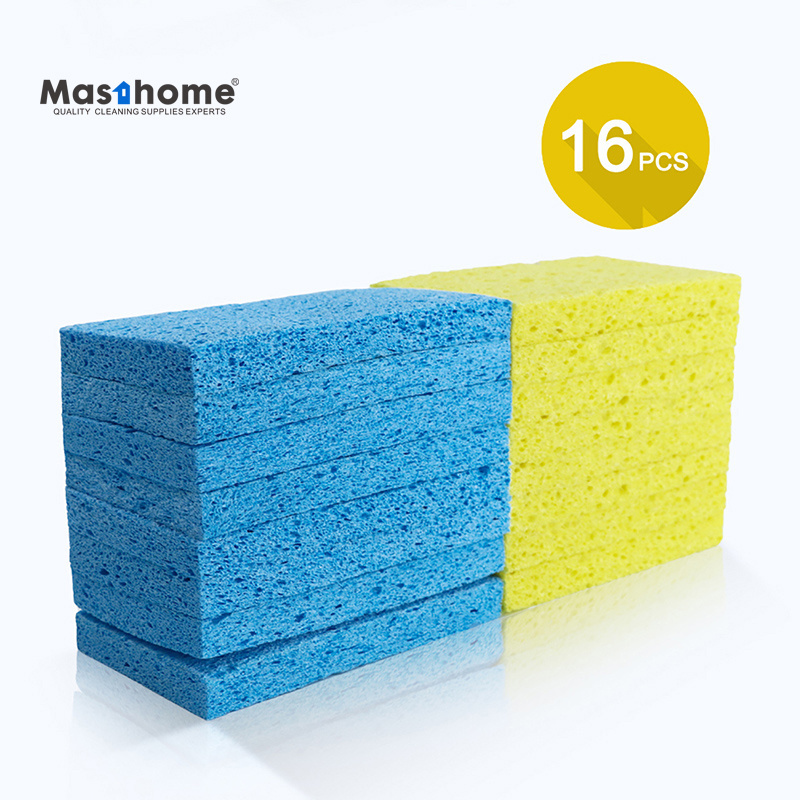 Masthome16 PCS Heavy Duty Kitchen Cellulose Cleaning Sponge Scouring Pad For Dish