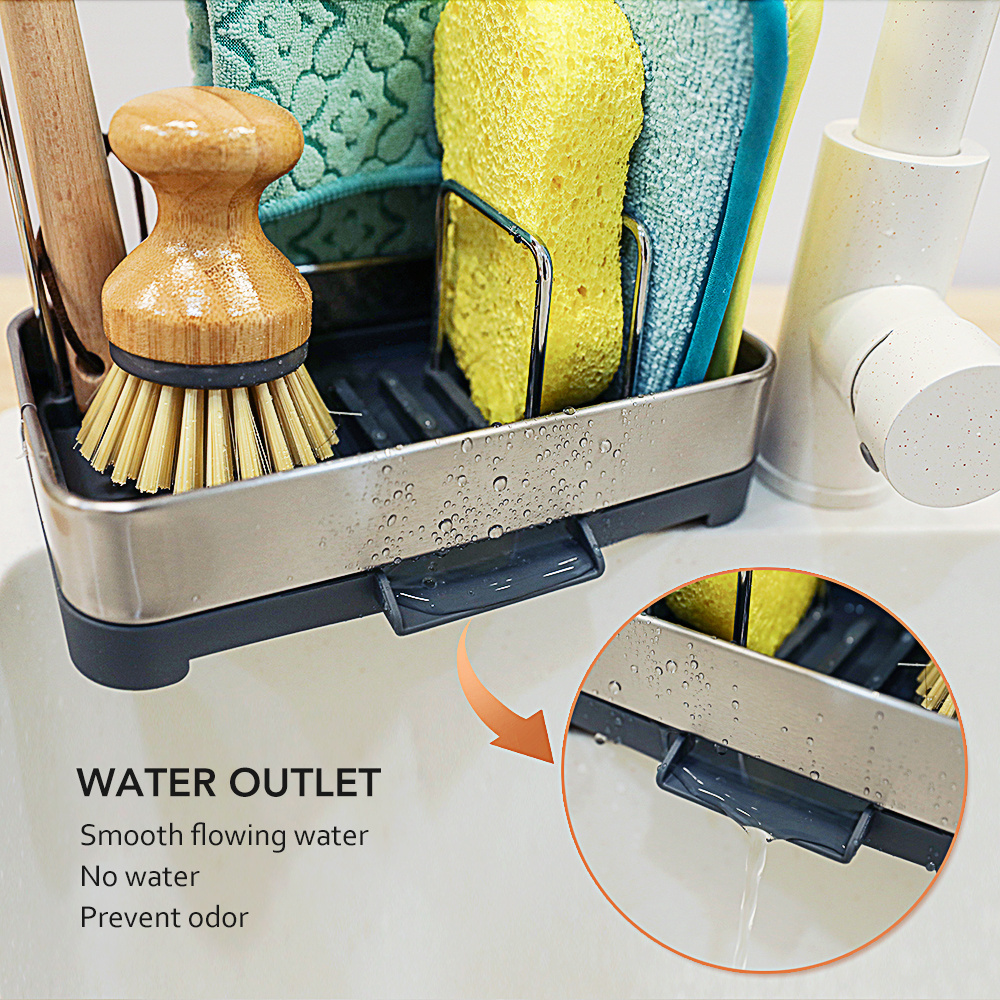 Kitchen Organizer Cleaning Tools Storage Sponge Brush Holder Kitchen Sink Organizer Stainless Steel Sink Caddy Sponge Holder