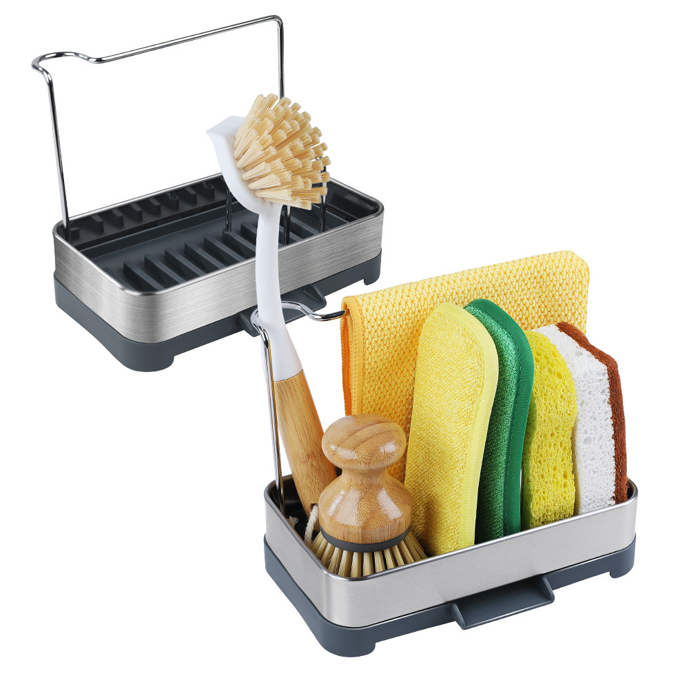 Kitchen Organizer Cleaning Tools Storage Sponge Brush Holder Kitchen Sink Organizer Stainless Steel Sink Caddy Sponge Holder