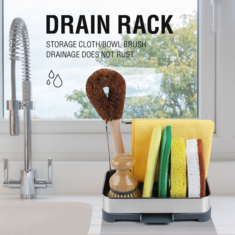 Kitchen Organizer Cleaning Tools Storage Sponge Brush Holder Kitchen Sink Organizer Stainless Steel Sink Caddy Sponge Holder