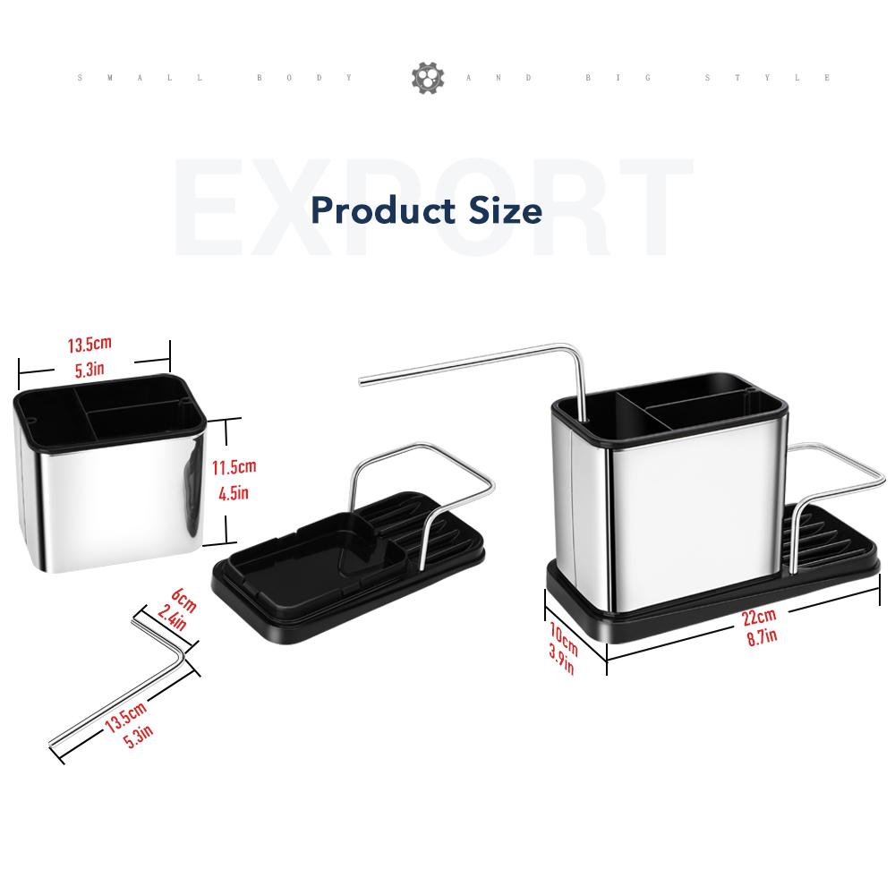 Masthome new stainless steel sink tidy organizer kitchen sink caddy shelf drying rack for sponge holder