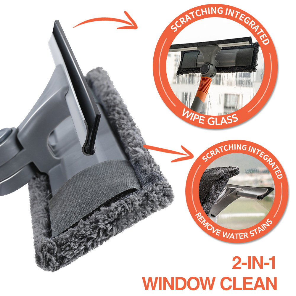 Masthome 2 In 1 Microfiber TPR Window Cleaning Squeegee Wiper For Cleaning Floor Squeegee Long Handle Glass Window Cleaner