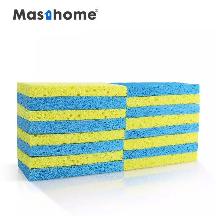 Masthome16 PCS Heavy Duty Kitchen Cellulose Cleaning Sponge Scouring Pad For Dish