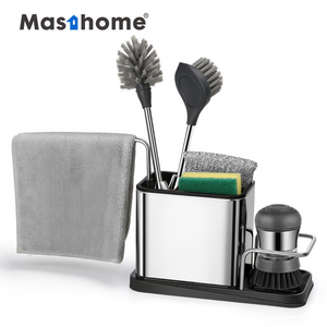 Masthome new stainless steel sink tidy organizer kitchen sink caddy shelf drying rack for sponge holder