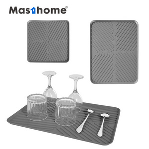 Masthome Multiple Usage Heat Resistant Trivet Silicone Sink Caddy Mat Dish Drying Mat For Kitchen