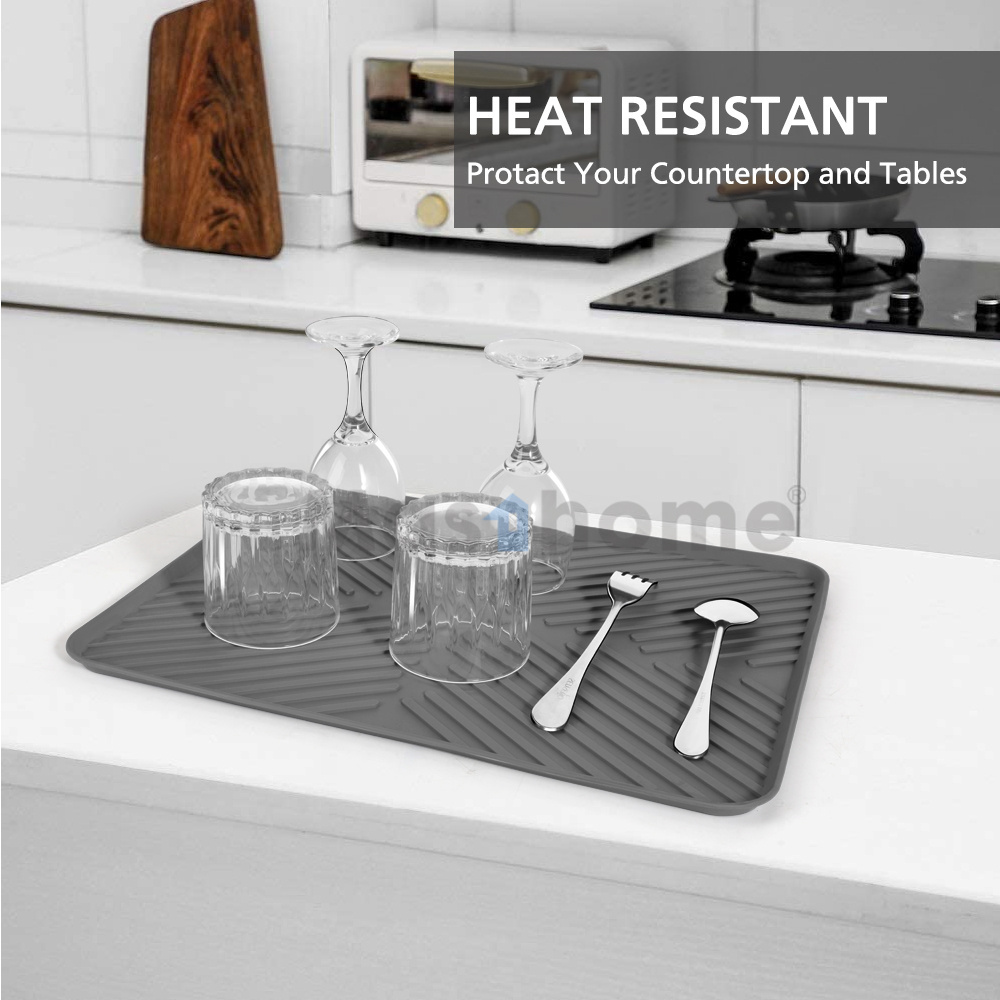 Masthome Multiple Usage Heat Resistant Trivet Silicone Sink Caddy Mat Dish Drying Mat For Kitchen