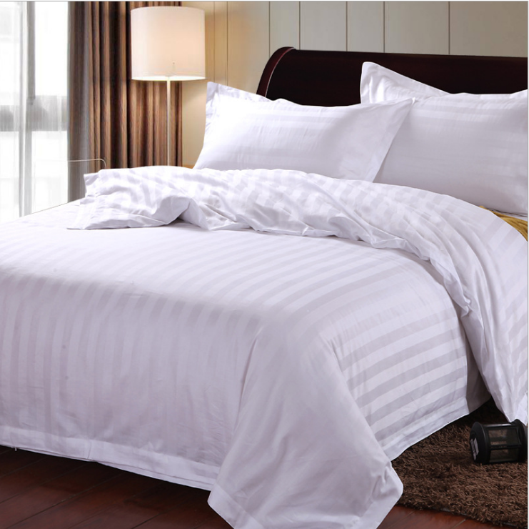 Wholesale 400T Premium Sateen Weave 3cm Stripe 100% Cotton Hotel Bed  Cover  Fabric