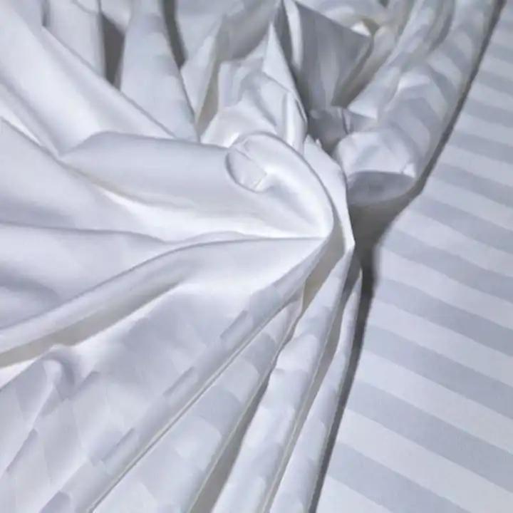 Wholesale 400T Premium Sateen Weave 3cm Stripe 100% Cotton Hotel Bed  Cover  Fabric