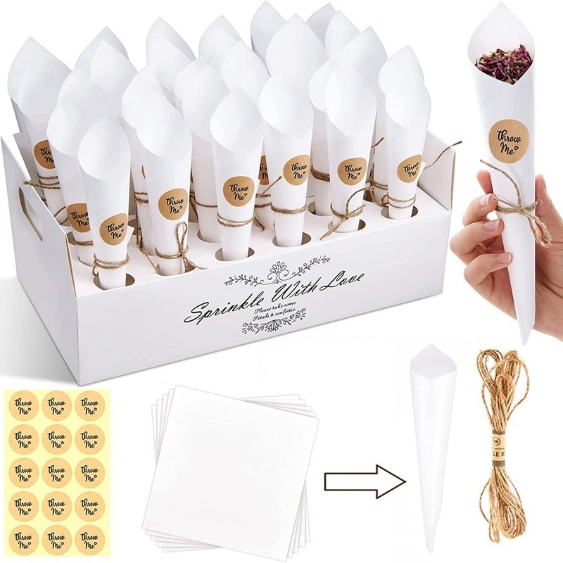 White Brown Wedding Party Favor Flower Confetti Paper Holder Tray Paper Confetti Box With 20 24 30 Holes