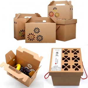 Kraft Corrugated Cardboard Dry Fruit Packaging Gift Box With Handle