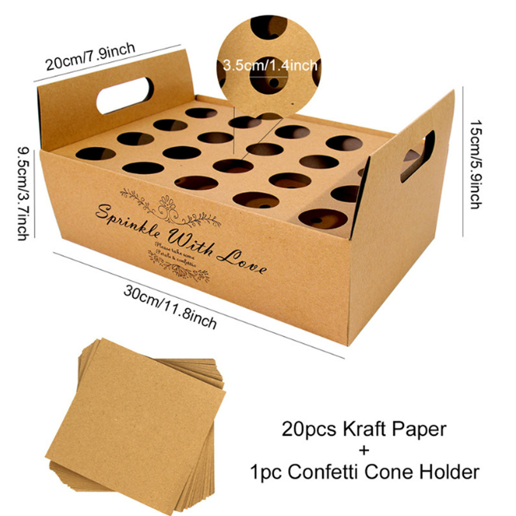 White Brown Wedding Party Favor Flower Confetti Paper Holder Tray Paper Confetti Box With 20 24 30 Holes