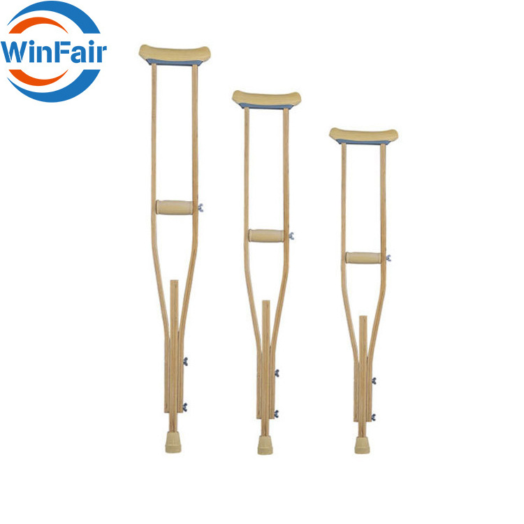 WinFair Adult Wooden Medical Armpit Rehabilitation Walker Axillary Crutches Walking Stick Canes Wood Underarm Crutch