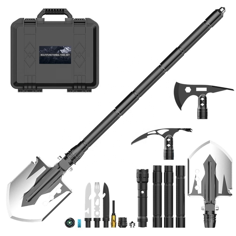 G33 Portable Multifunction Tool Set include Camping Shovel, Axe ,Pickaxe,knife,flashlight,Survival tool for CAR,Outdoor