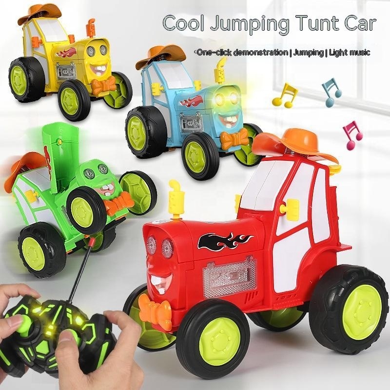 Electric remote control dancing upright walking stunt car toy rechargeable rc crazy jumping car with light and music for kids