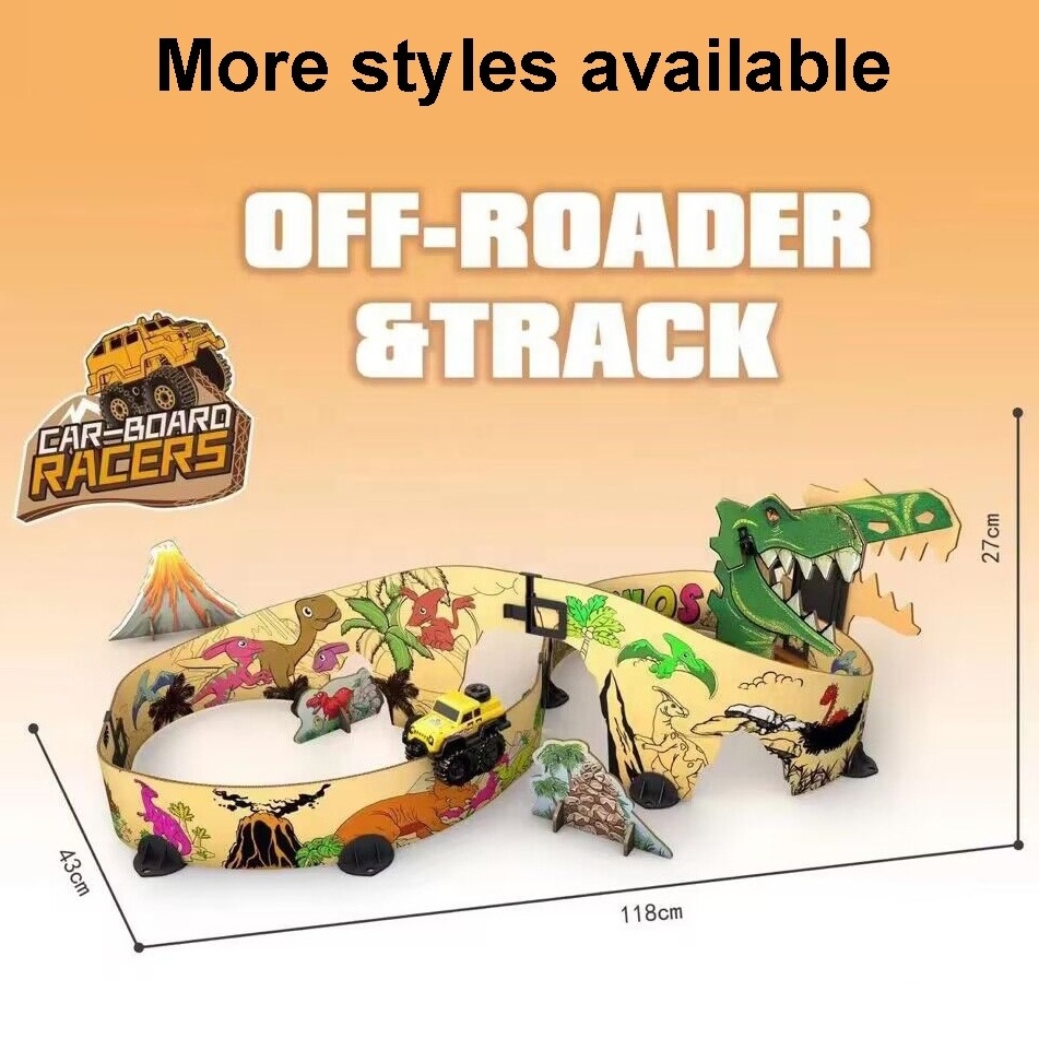 Novelty track off-roader toy electric stunt car creative doodle track set DIY assemble paperboard track monster truck for kids