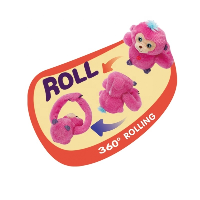 Voice control soft stuffed rolling toy animal electric tumble dancing plush monkey dolls with music recording repeat function