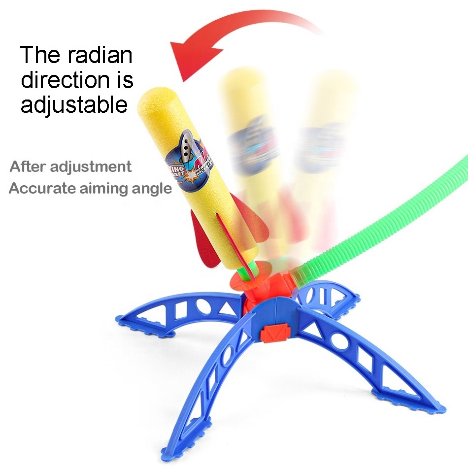 Newest hot children outdoor game foam flying launcher stomp air pump pedal artillery rocket launcher toy for kids playing