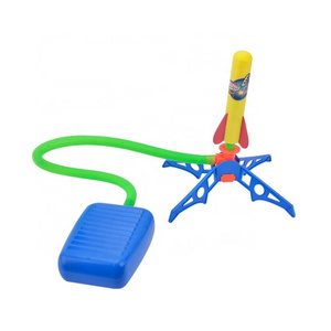 Newest hot children outdoor game foam flying launcher stomp air pump pedal artillery rocket launcher toy for kids playing