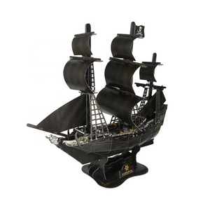 Educational toys 3D puzzles Queen Anne's Revenge model ship kit 20 inches model with LED lights for adults and kids 111 pieces