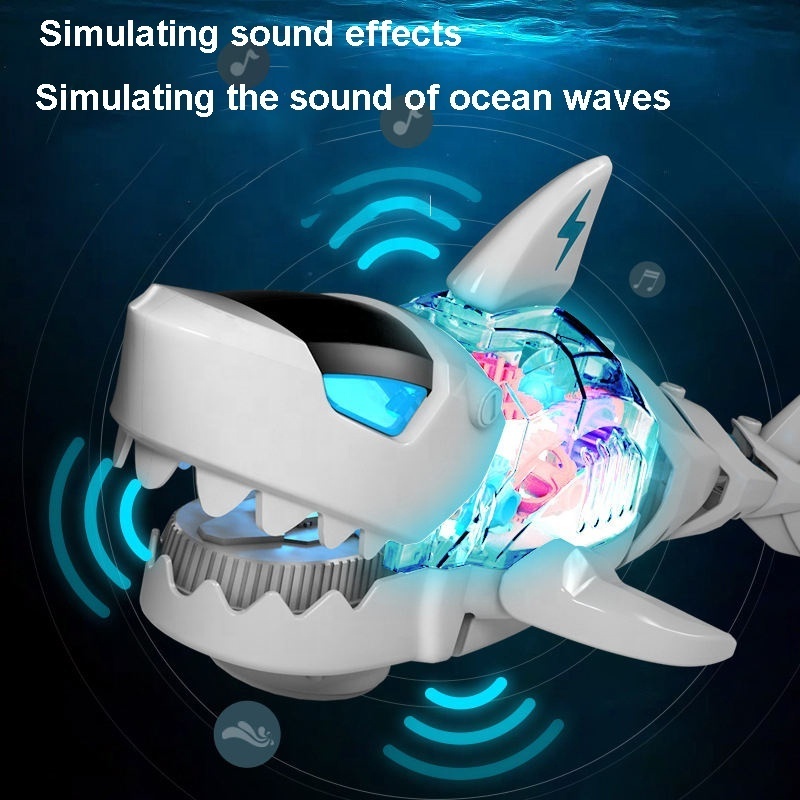 New arrival electric gear toy shark megalodon with light and music gear transmission universal shark toys for child development